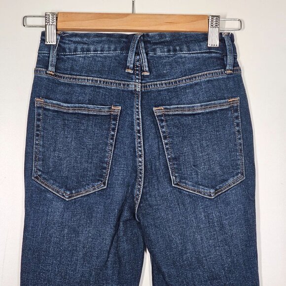 Good American Good Legs Skinny Jeans Dark Wash Distressed Chewed Hem Size 00/24 - Picture 6 of 15